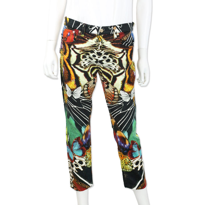 Roberto Cavalli Butterfly Print Skinny Pants