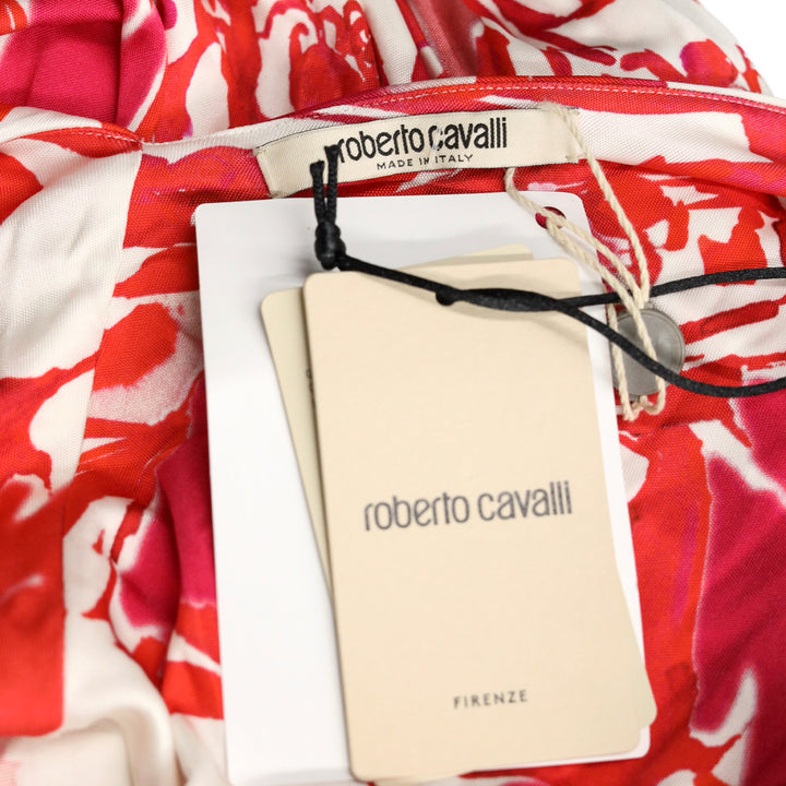 Roberto Cavalli Hydrangea/White Print Long Sleeve Maxi Dress