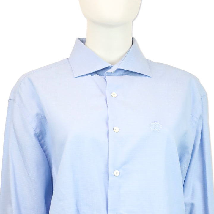 Roberto Cavalli Men's Blue Button Up Shirt