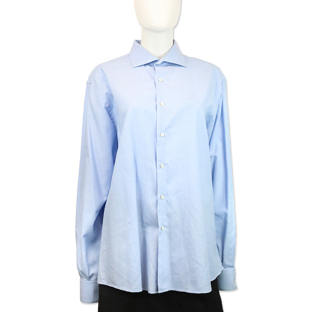 Roberto Cavalli Men's Blue Button Up Shirt