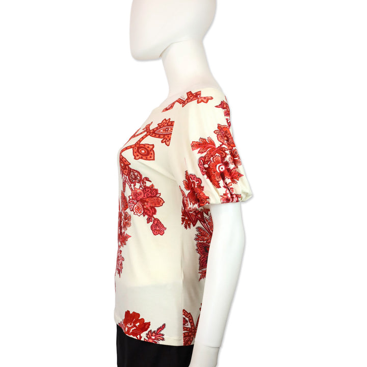 Roberto Cavalli White/Red Paisley Print T-Shirt