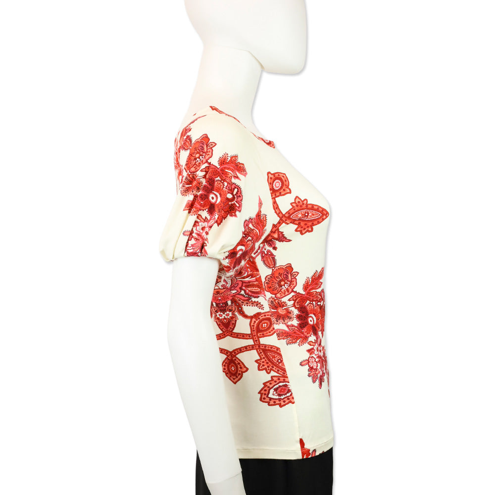 Roberto Cavalli White/Red Paisley Print T-Shirt