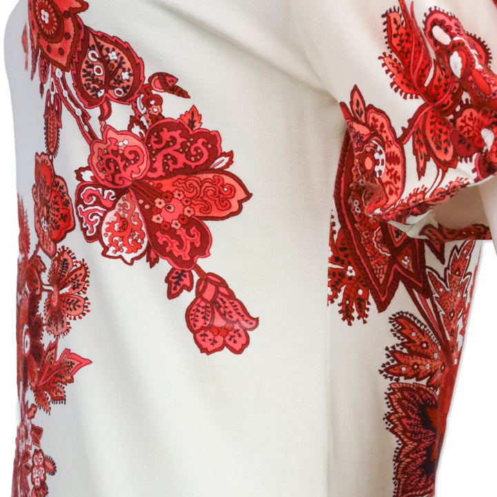 Roberto Cavalli White/Red Paisley Print T-Shirt