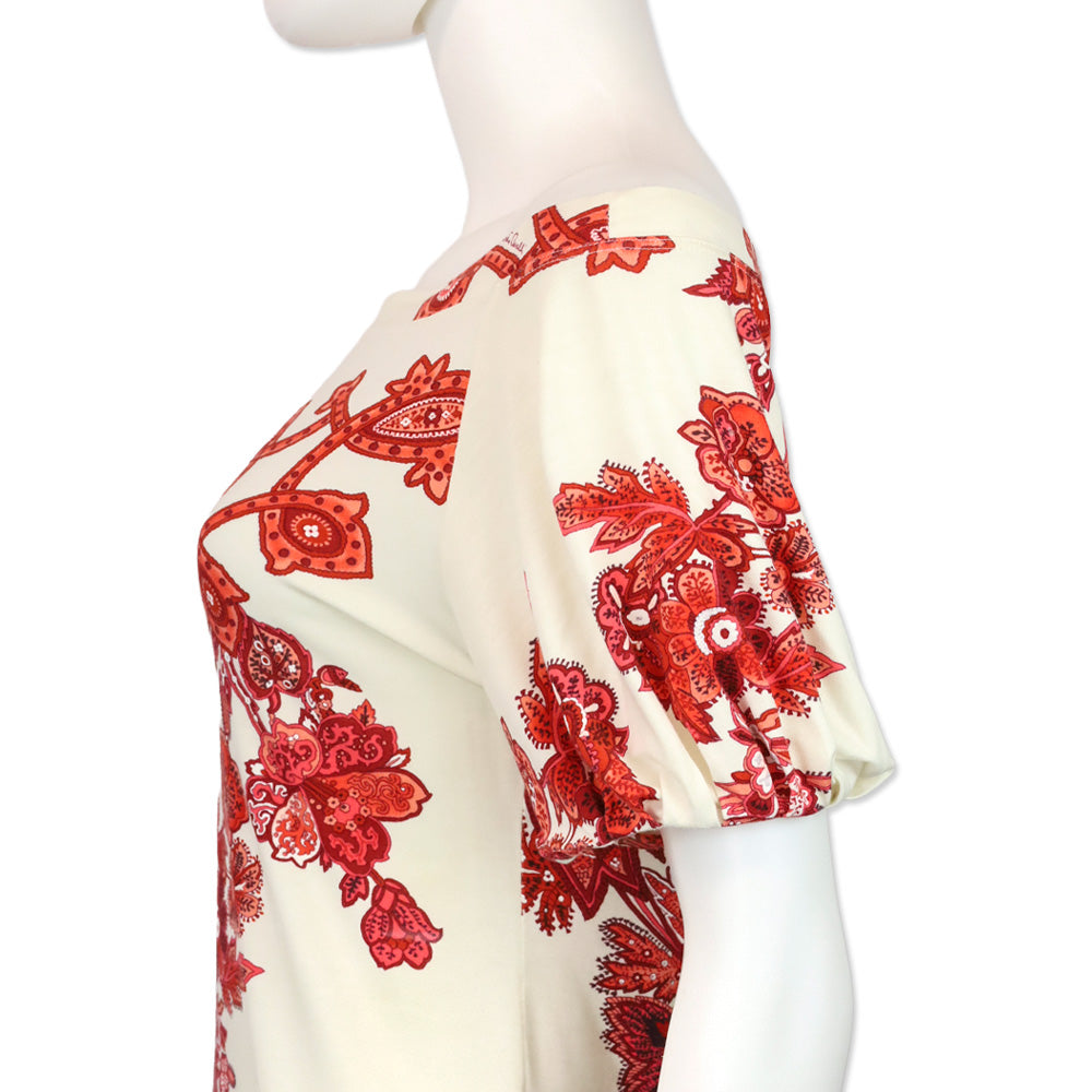 Roberto Cavalli White/Red Paisley Print T-Shirt