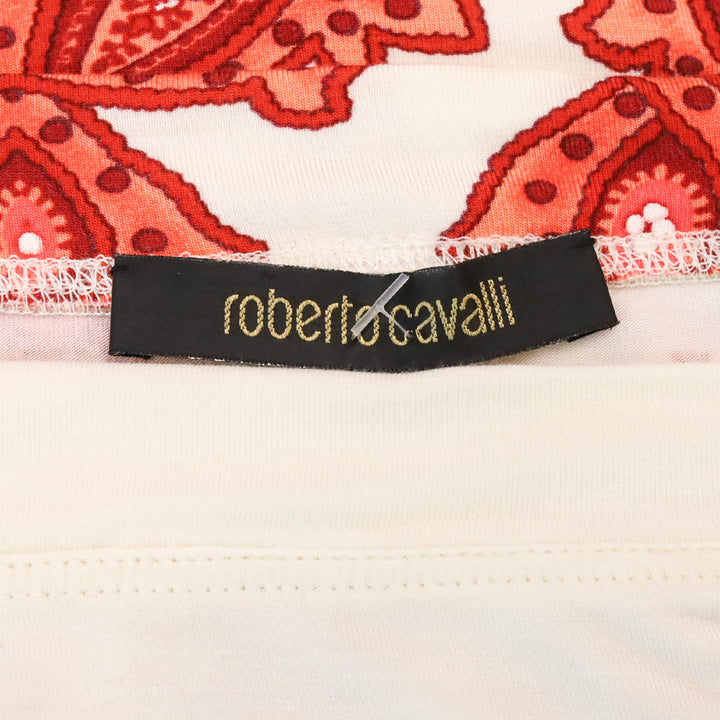 Roberto Cavalli White/Red Paisley Print T-Shirt