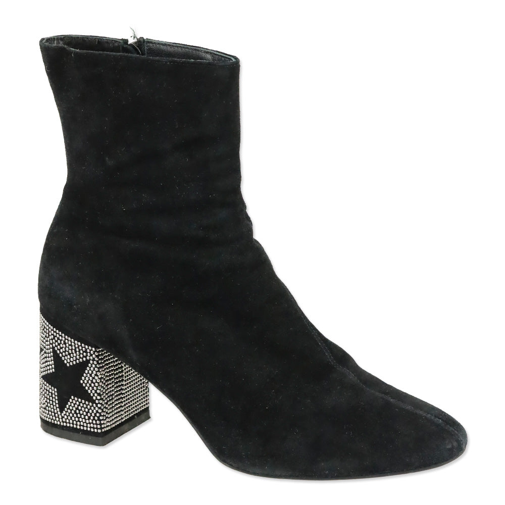 Roberto Festa Black Suede Star Block Heel Egeria Bootie