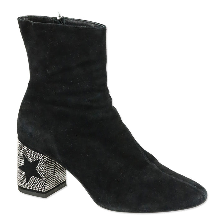 Roberto Festa Black Suede Star Block Heel Egeria Bootie