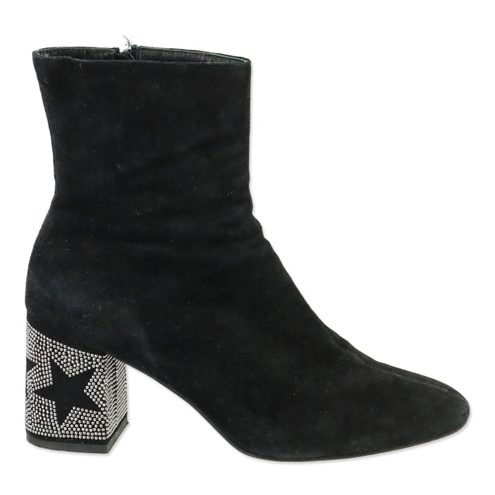 Roberto Festa Black Suede Star Block Heel Egeria Bootie