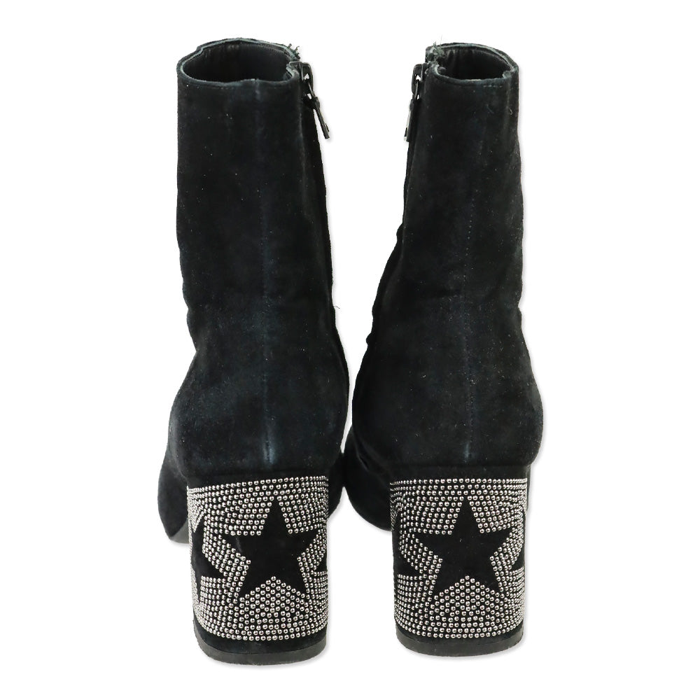 Roberto Festa Black Suede Star Block Heel Egeria Bootie