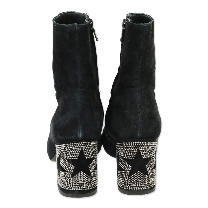 Roberto Festa Black Suede Star Block Heel Egeria Bootie