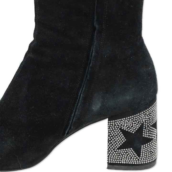 Roberto Festa Black Suede Star Block Heel Egeria Bootie