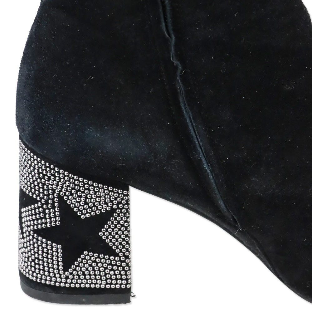Roberto Festa Black Suede Star Block Heel Egeria Bootie