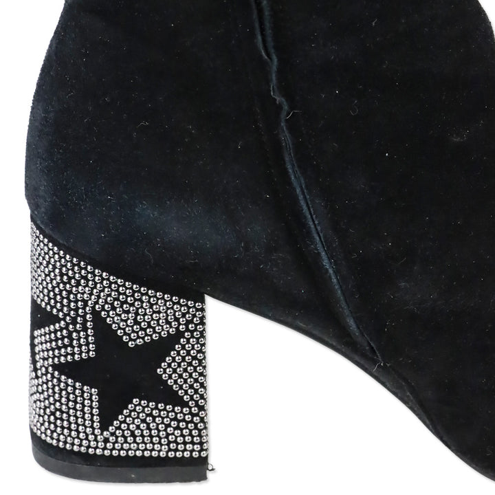 Roberto Festa Black Suede Star Block Heel Egeria Bootie