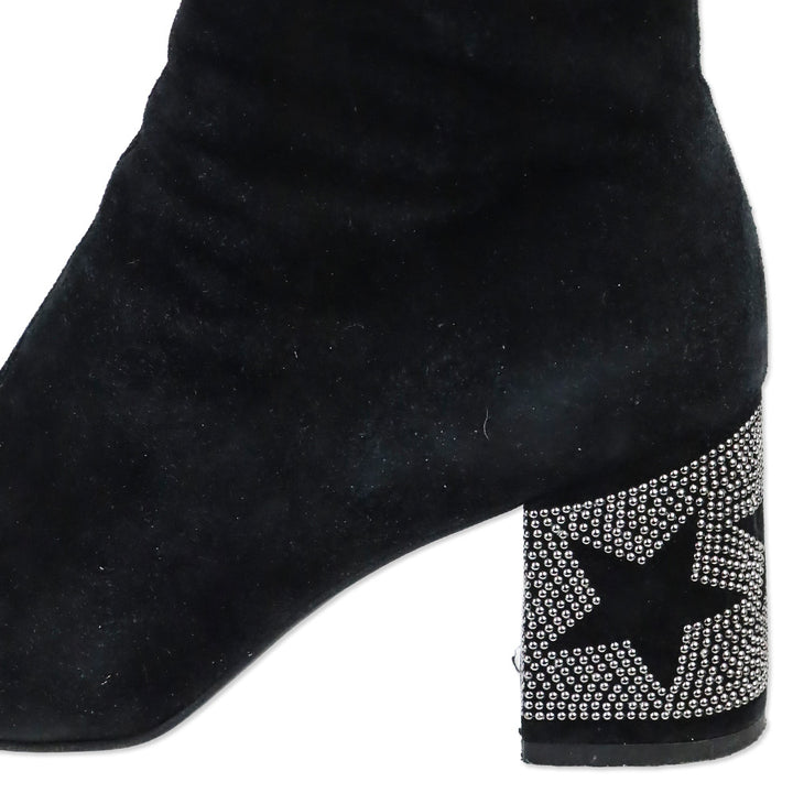 Roberto Festa Black Suede Star Block Heel Egeria Bootie