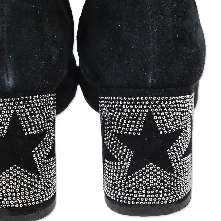 Roberto Festa Black Suede Star Block Heel Egeria Bootie