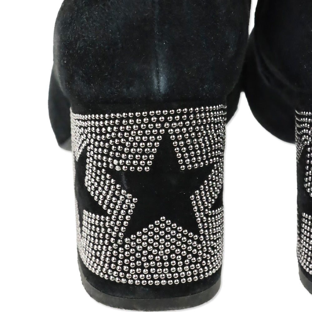 Roberto Festa Black Suede Star Block Heel Egeria Bootie