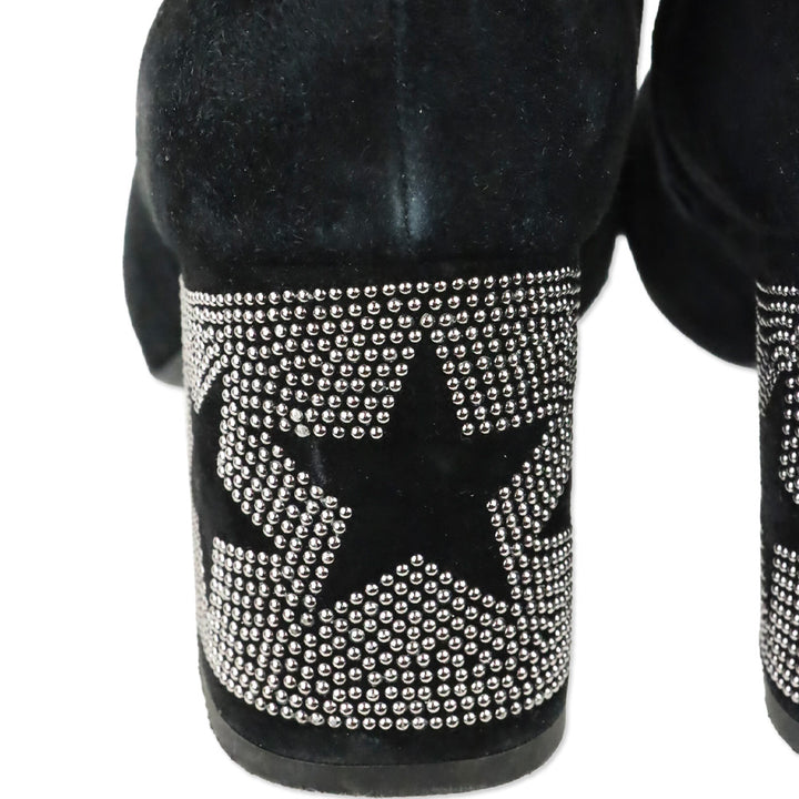 Roberto Festa Black Suede Star Block Heel Egeria Bootie