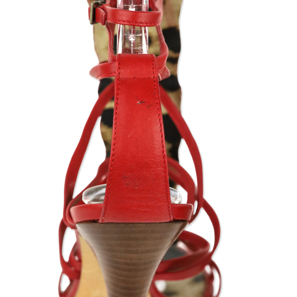 Roberto Cavalli S/S 2005 Red Crocodile Gladiator Sandals