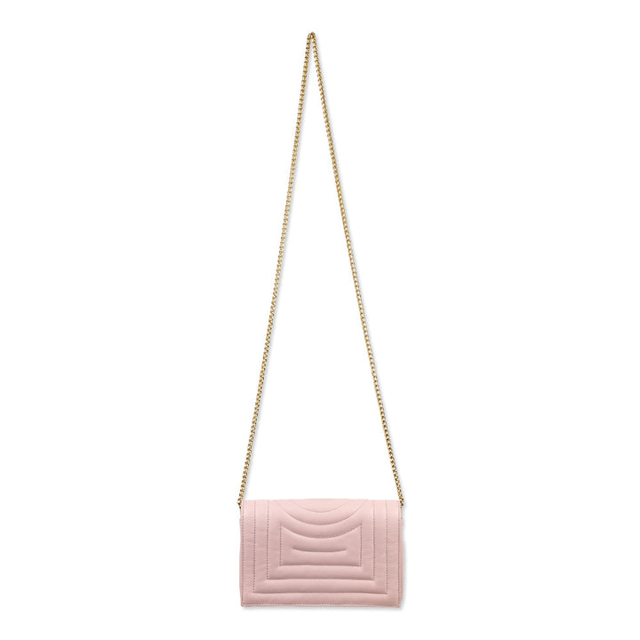 Rodo Pink Quilted Leather Small Crossbody with Chain Strap