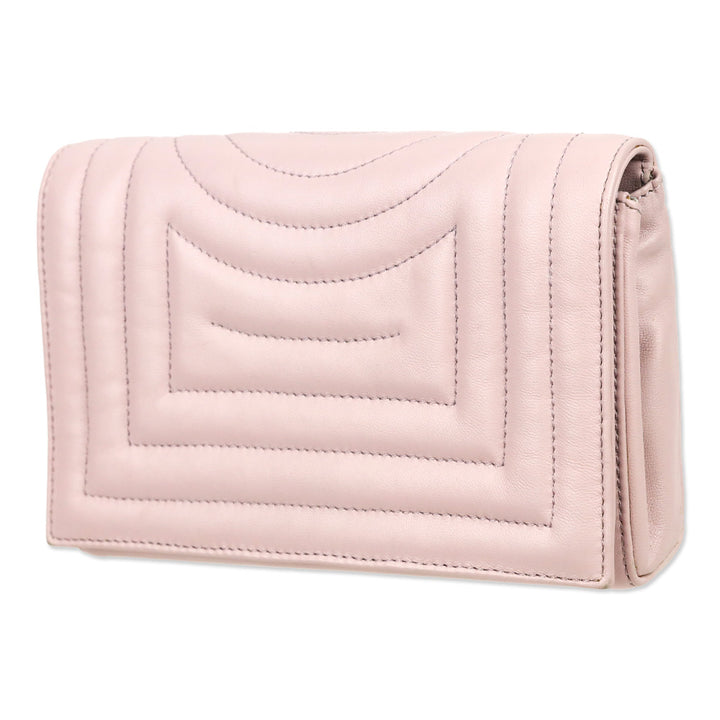 Rodo Pink Quilted Leather Small Crossbody with Chain Strap