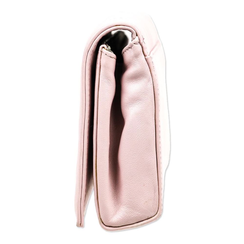 Rodo Pink Quilted Leather Small Crossbody with Chain Strap