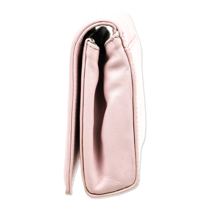 Rodo Pink Quilted Leather Small Crossbody with Chain Strap