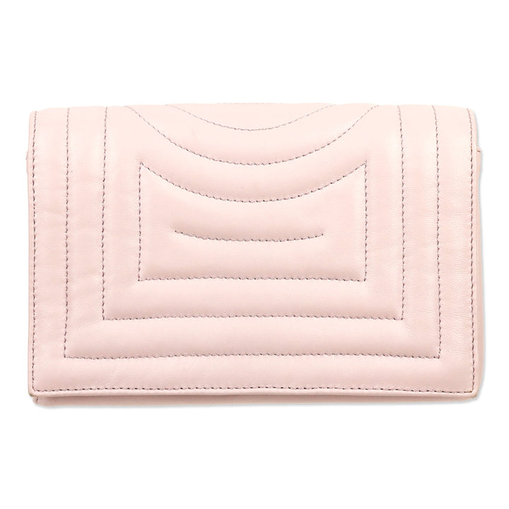Rodo Pink Quilted Leather Small Crossbody with Chain Strap