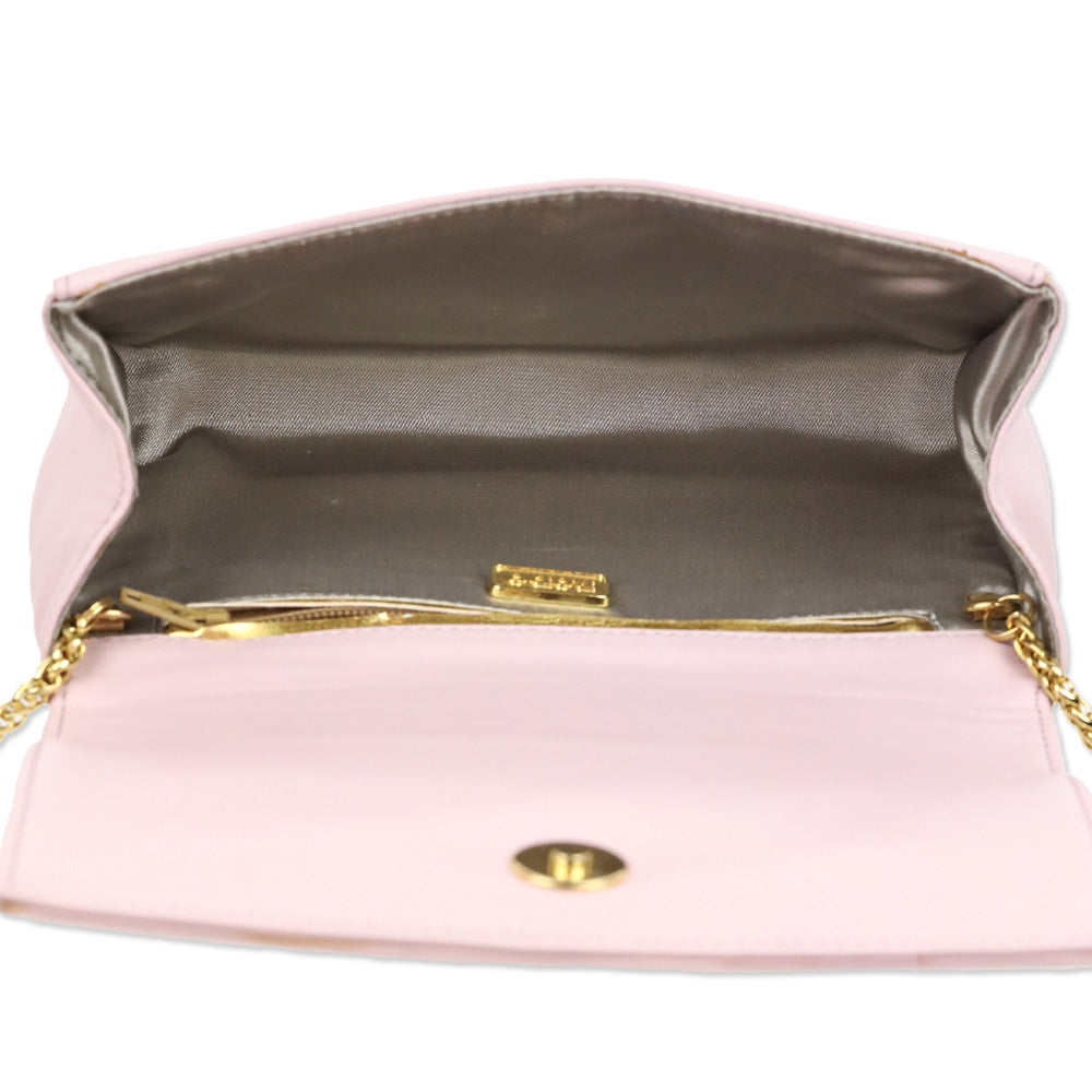 Rodo Pink Quilted Leather Small Crossbody with Chain Strap