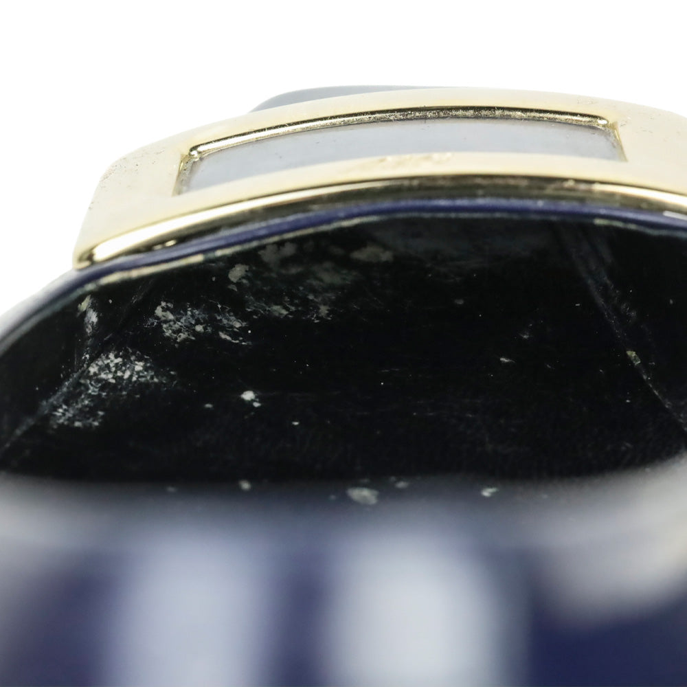 Roger Viver Navy Blue Patent Leather Gommettine Flats