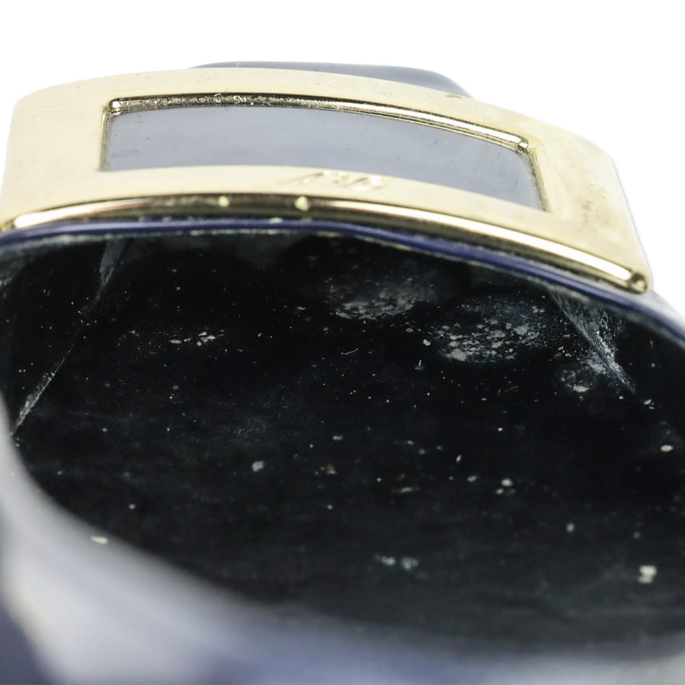 Roger Viver Navy Blue Patent Leather Gommettine Flats