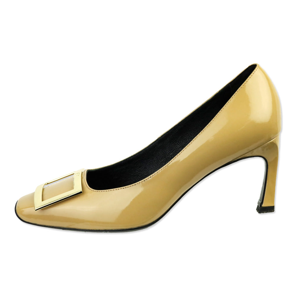 Roger Vivier Beige Patent Leather Trompette Pumps
