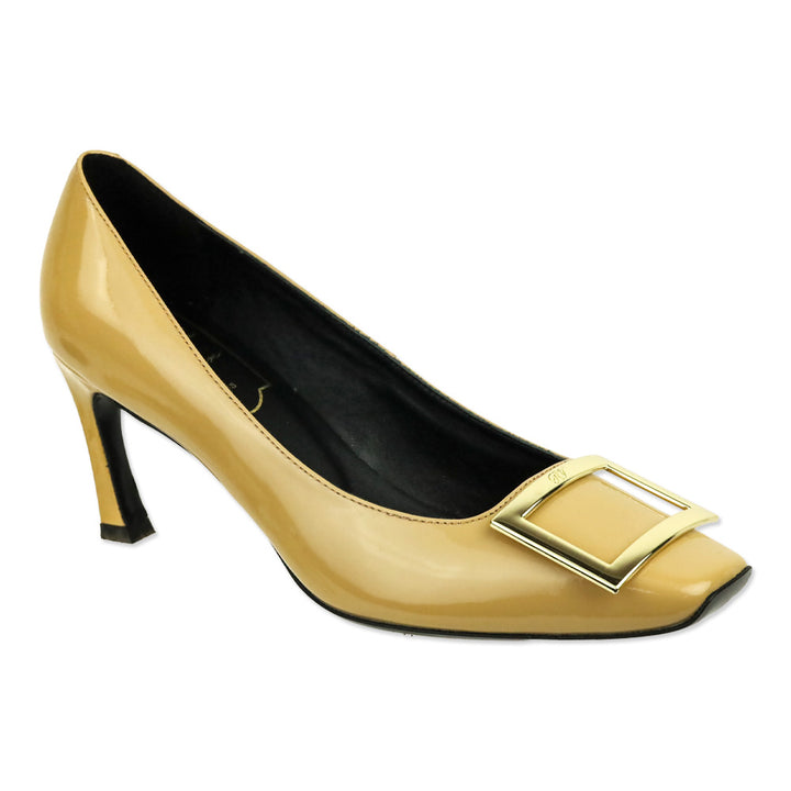 Roger Vivier Beige Patent Leather Trompette Pumps