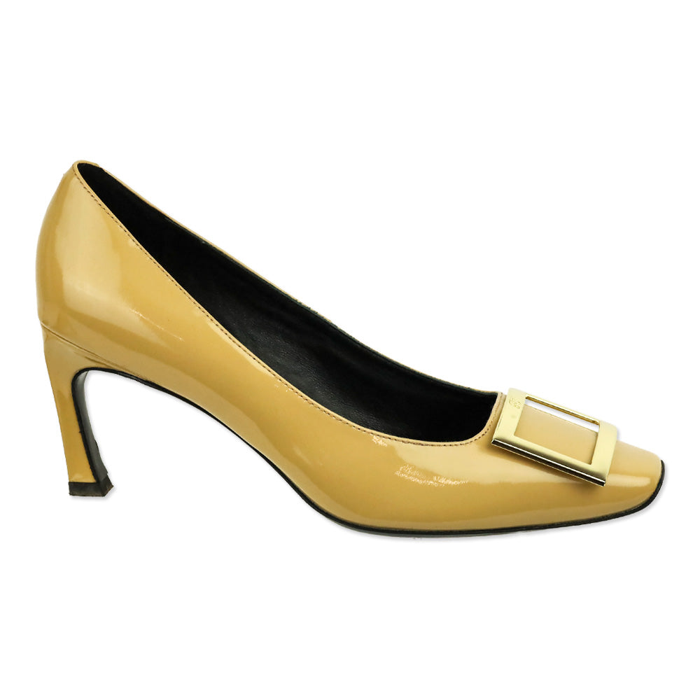 Roger Vivier Beige Patent Leather Trompette Pumps