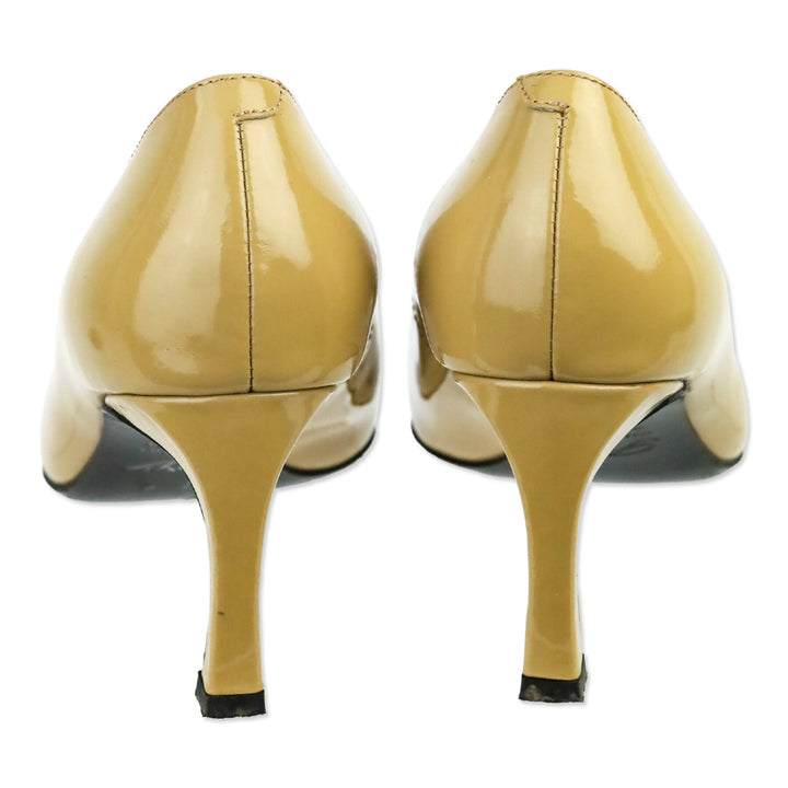 Roger Vivier Beige Patent Leather Trompette Pumps