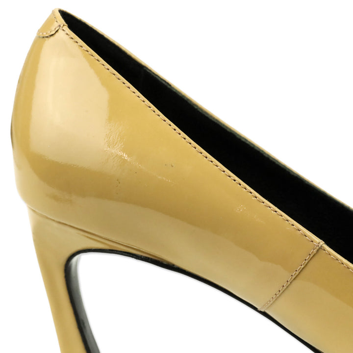 Roger Vivier Beige Patent Leather Trompette Pumps