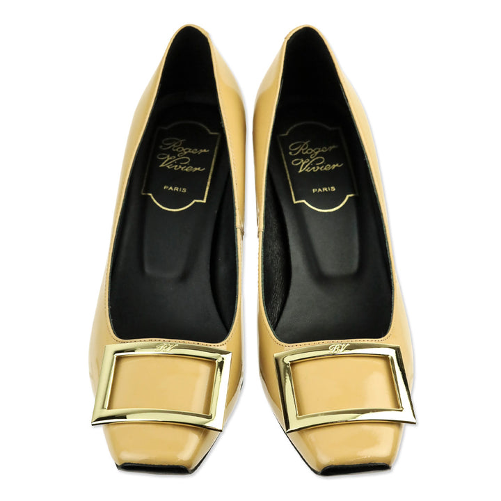 Roger Vivier Beige Patent Leather Trompette Pumps