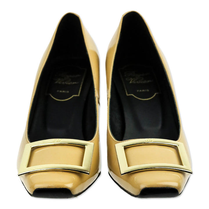 Roger Vivier Beige Patent Leather Trompette Pumps