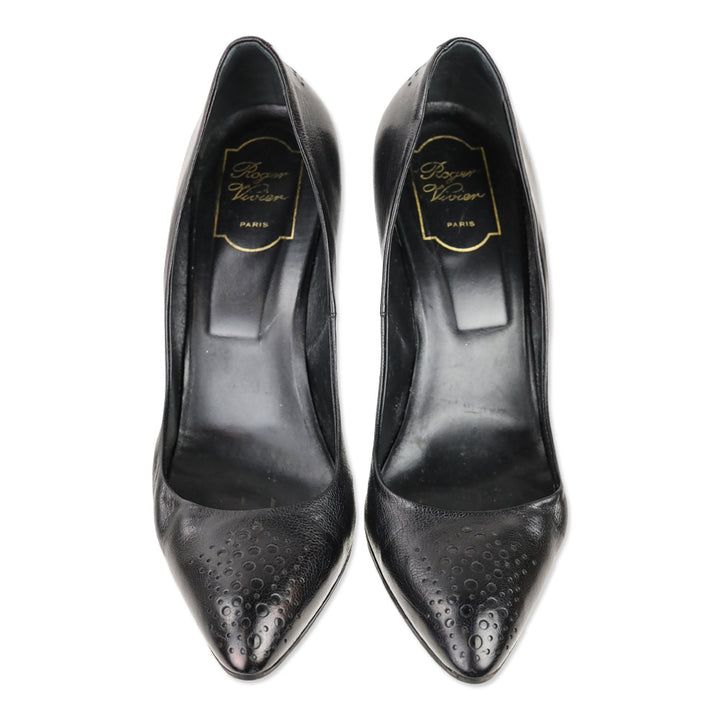 Roger Vivier Black Leather Brogue Pump