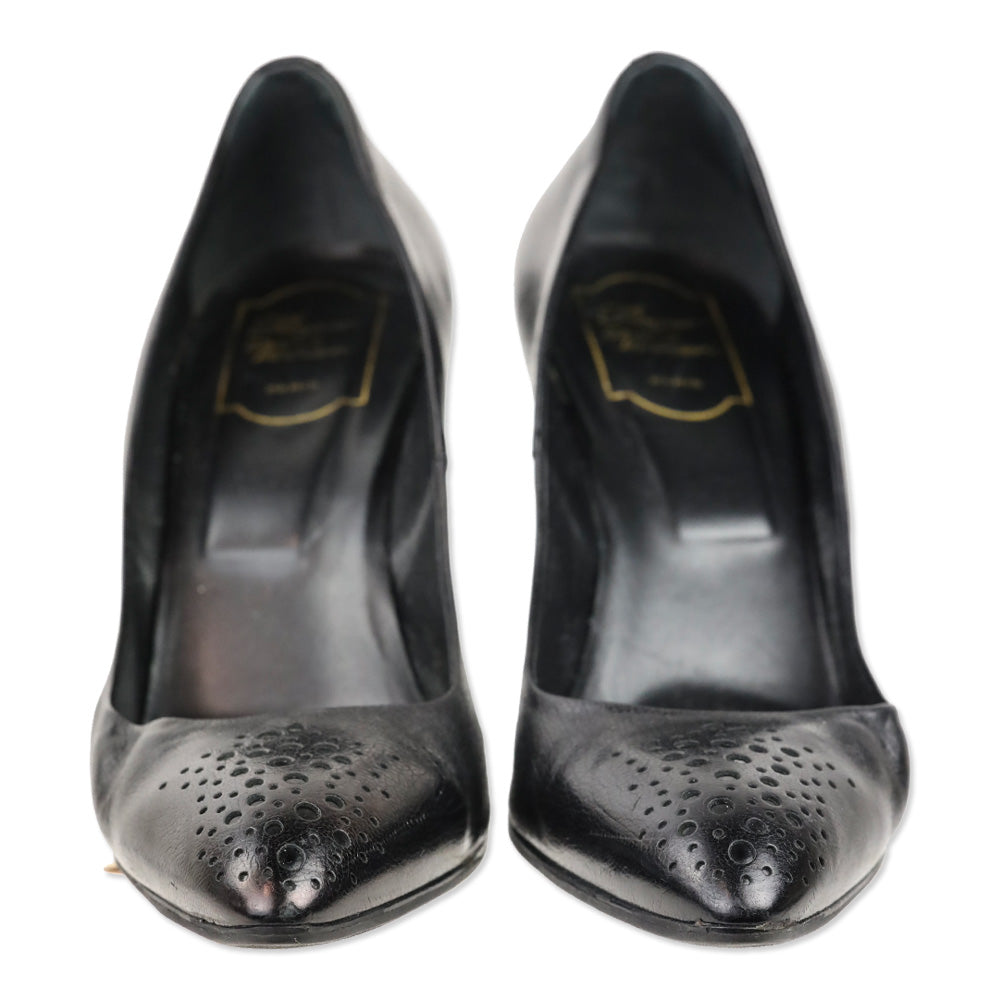 Roger Vivier Black Leather Brogue Pump