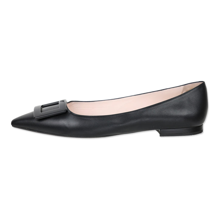 Roger Vivier Black Leather Gommettine Ballet Falts