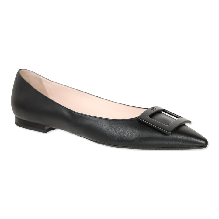 Roger Vivier Black Leather Gommettine Ballet Falts