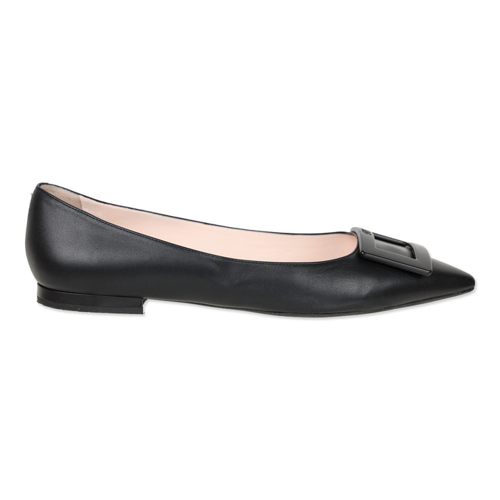 Roger Vivier Black Leather Gommettine Ballet Falts