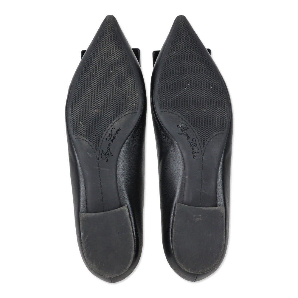 Roger Vivier Black Leather Gommettine Ballet Falts