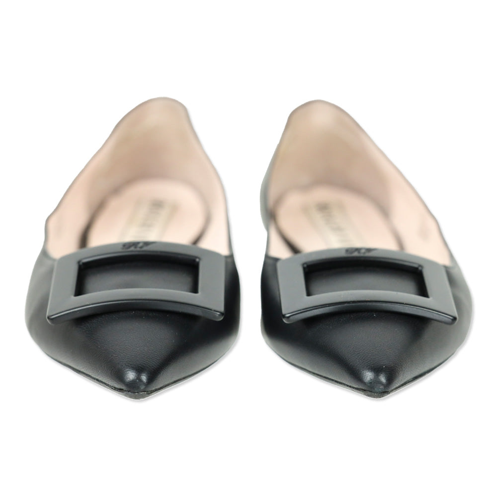 Roger Vivier Black Leather Gommettine Ballet Falts