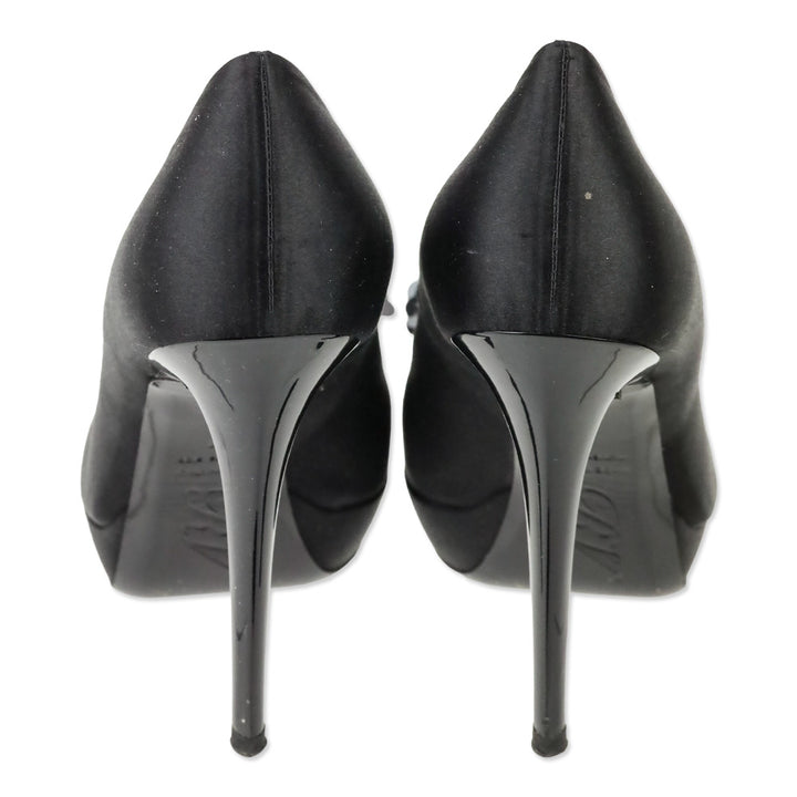 Roger Vivier Black Satin Limelight Buckle Paillettes 120 Evening Pumps
