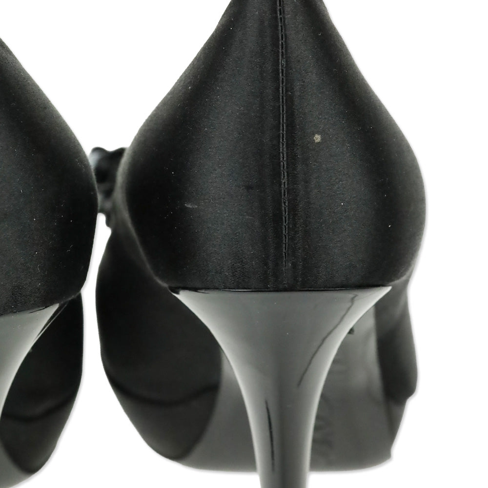 Roger Vivier Black Satin Limelight Buckle Paillettes 120 Evening Pumps