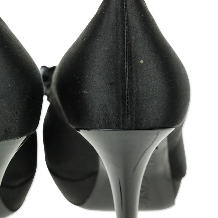 Roger Vivier Black Satin Limelight Buckle Paillettes 120 Evening Pumps