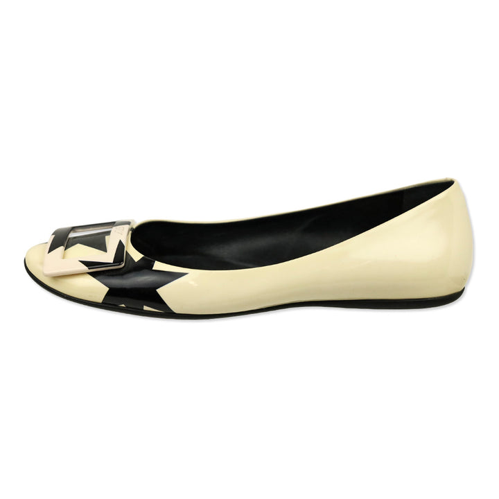 Roger Vivier Black/Cream Star Patent Leather Gommettine Flats