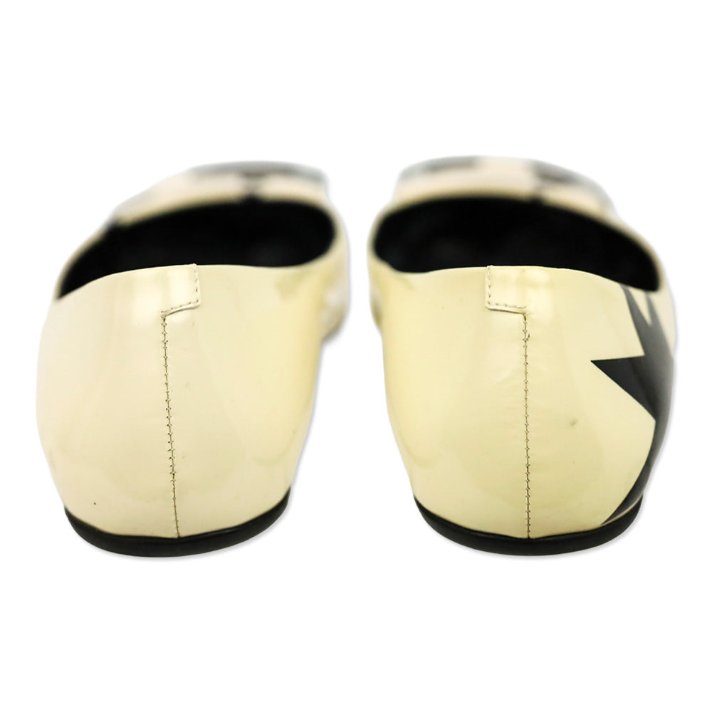 Roger Vivier Black/Cream Star Patent Leather Gommettine Flats