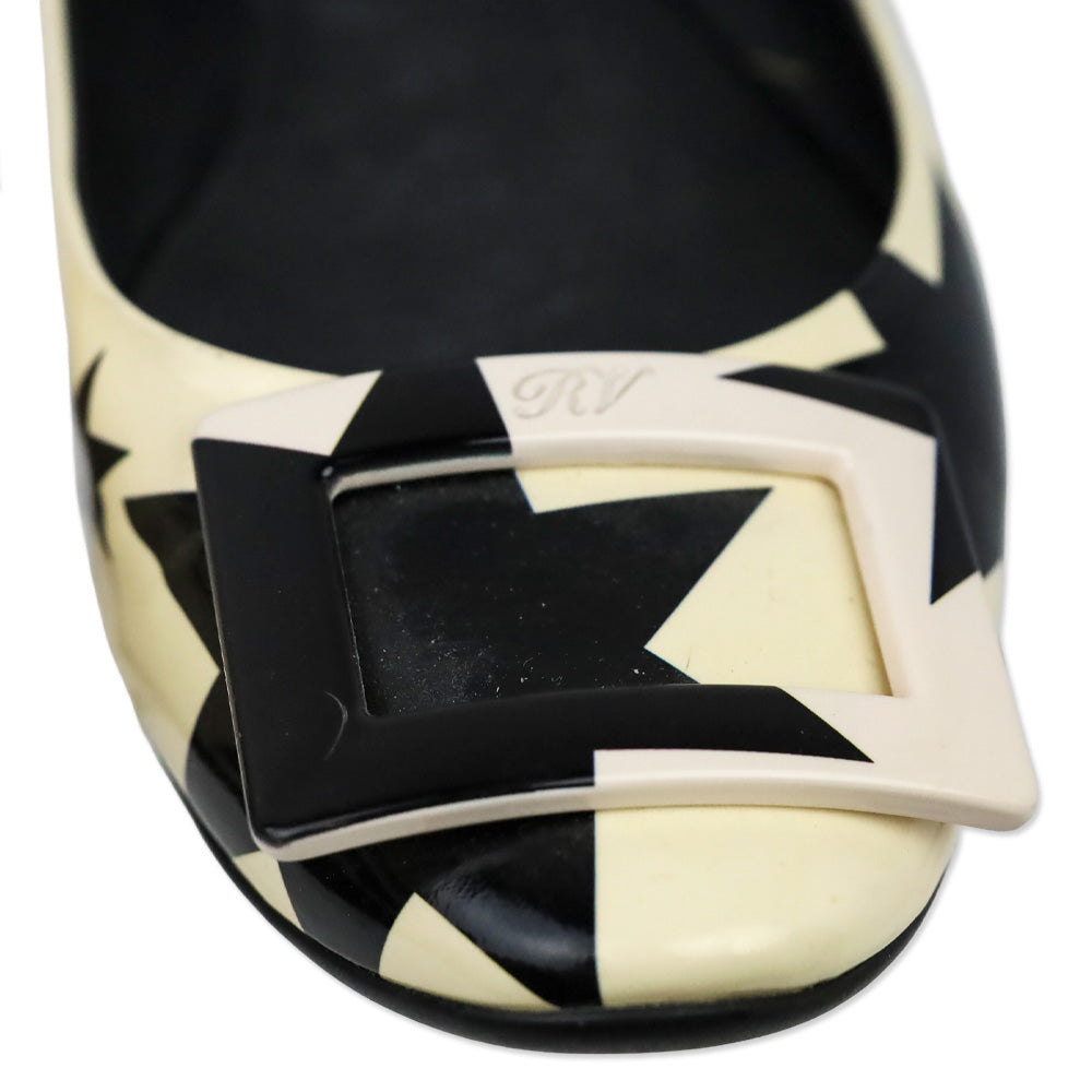 Roger Vivier Black/Cream Star Patent Leather Gommettine Flats